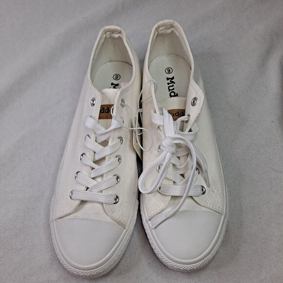 Mudd Ellie-11L Women's Canvas Sneakers Sz 9 White Canvas Lace-Up Low Top Cap Toe - Picture 8 of 11